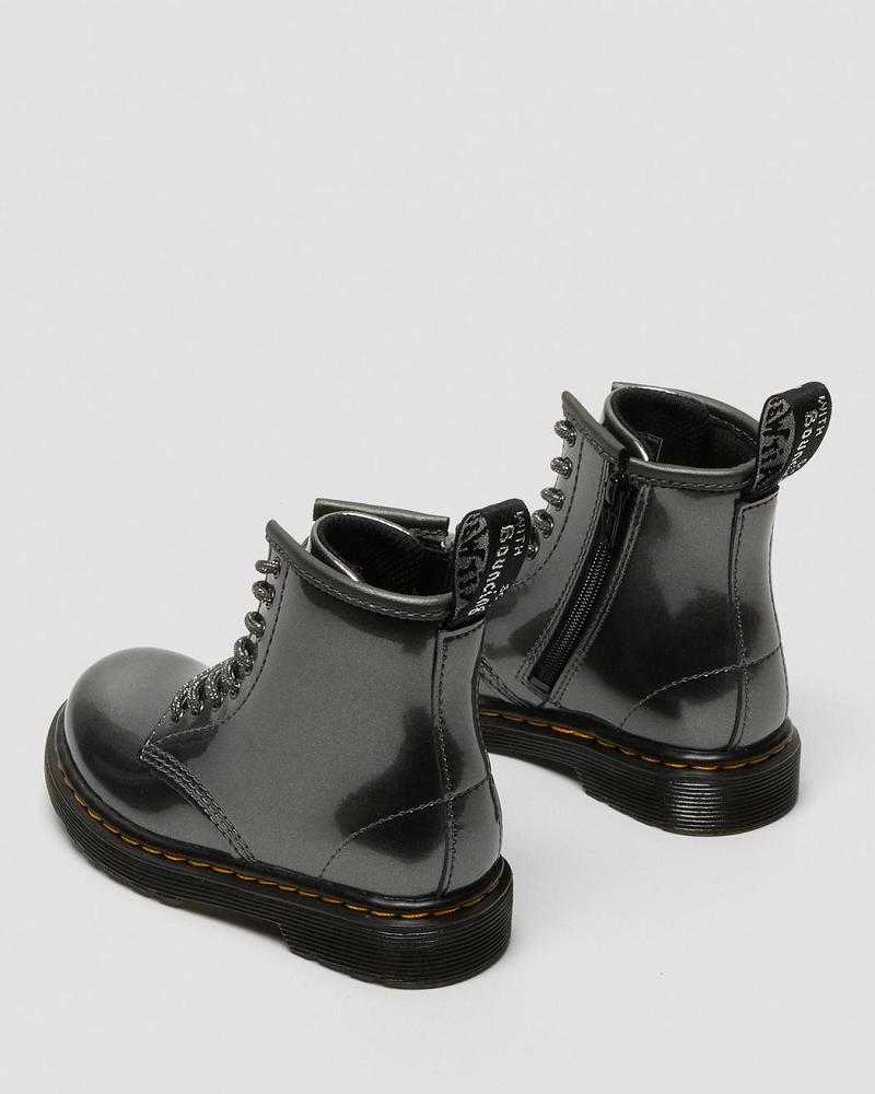 Grey Kids' Dr Martens Toddler 1460 Metallic Lace Up Boots | CA 697KOR